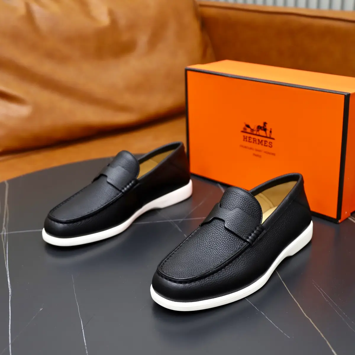 Leather Loafers Hermes Moccasins Hermès Luc Loafer, Men